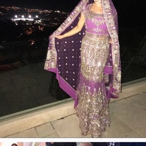 Gorgeous 2 piece purple/pink & gold Indian outfit